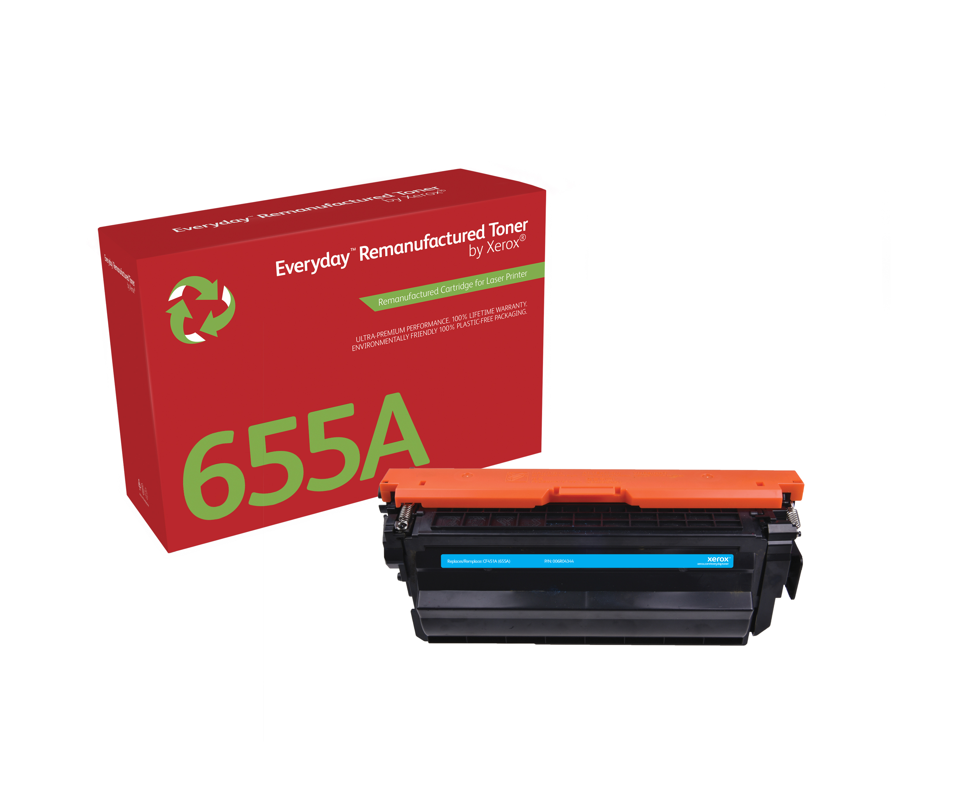 Everyday Cyan Toner compatible with HP 655A (CF451A), Standard Yield  006R04344 by Xerox