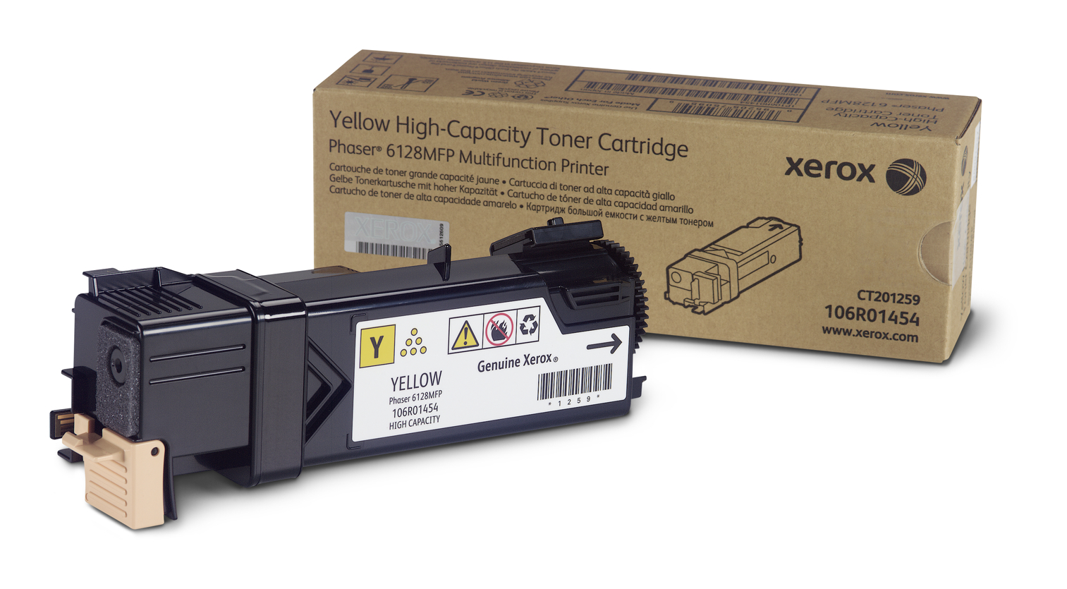 Yellow Toner Cartridge, Phaser 6128MFP 106R01454 Genuine Xerox Supplies