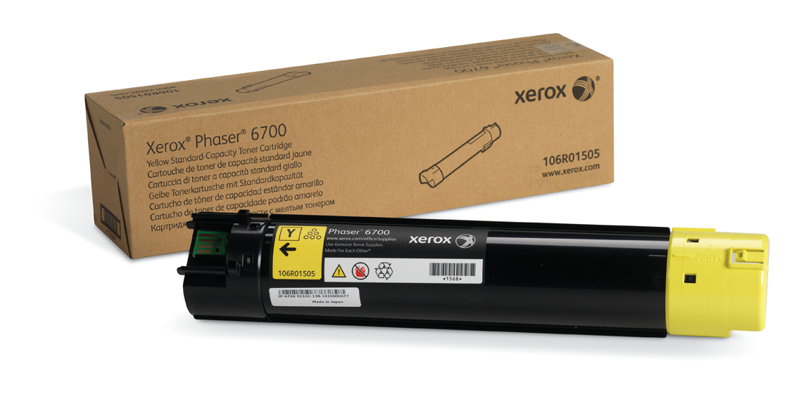 Keltainen värikasetti (normaali kapasiteetti) (5 000 sivua) Phaser 6700  106R01505 Genuine Xerox Supplies