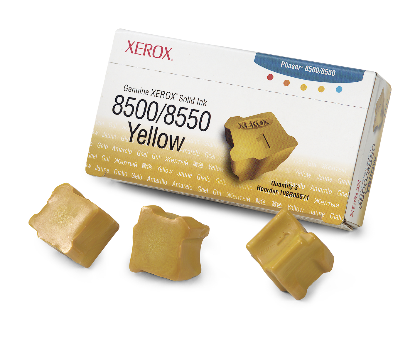 Encre solide Xerox authentique 8500/8550 jaune (3 bâtonnets) 108R00671  Genuine Xerox Supplies