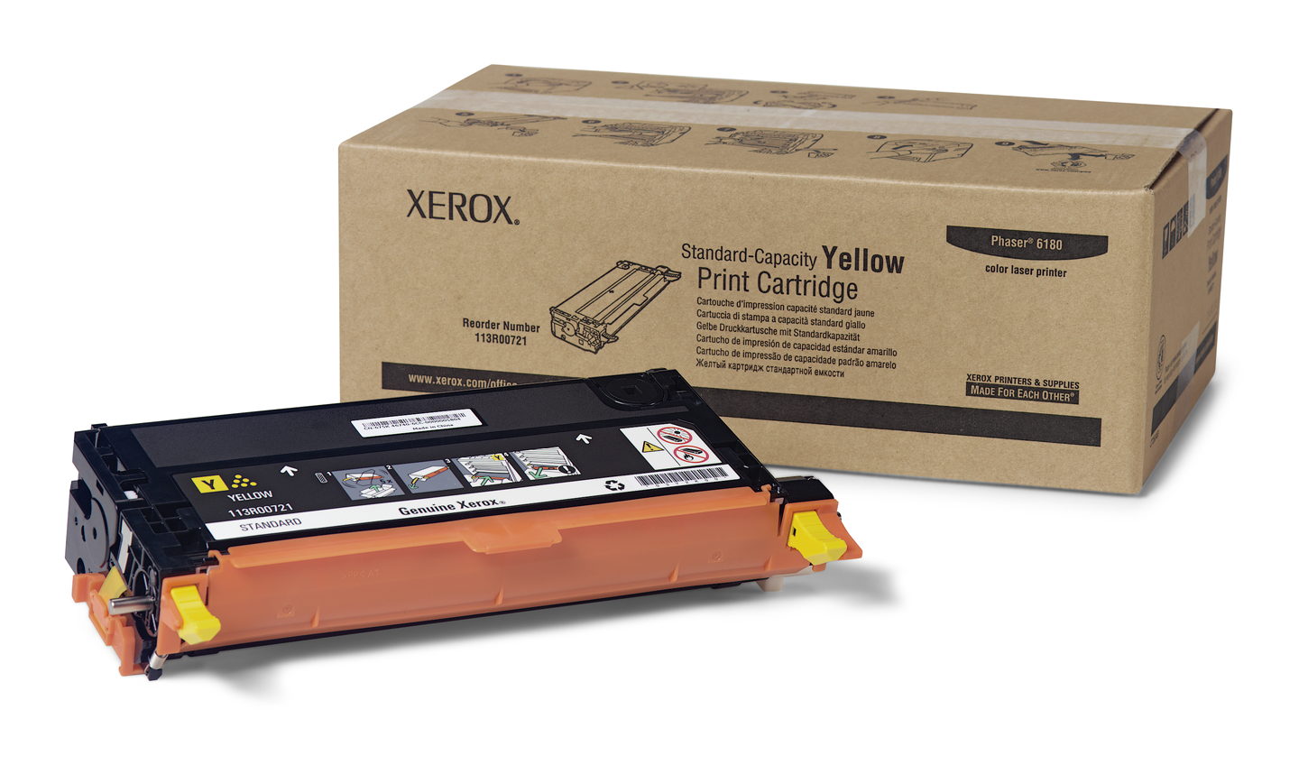Yellow Standard Capacity Print Cartridge; Phaser 6180 Series 113R00721  Genuine Xerox Supplies