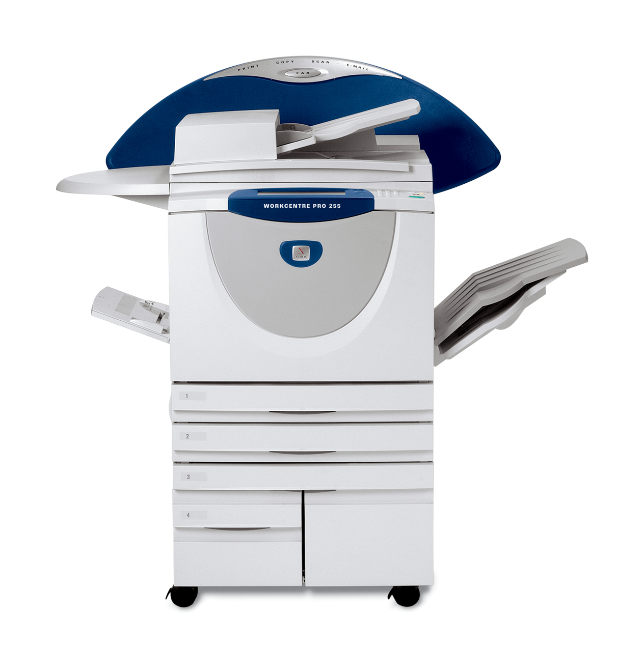 The WorkCentre Pro 245 is an advanced multifunction printer with a speed of  up to 45 pages per minute. This device offers print, copy, scan, fax and  email capabilities. It's a true