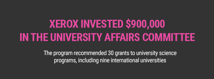 Xerox scientists championed 32 grants to 26 Universities, 17 located in the United States and nine worldwide